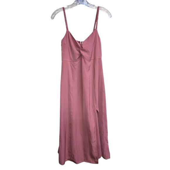 451. Abercrombie and Fitch pink twist front midi dress with a slit size Medium P - Picture 2 of 7